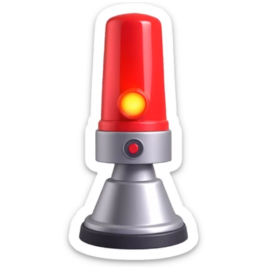 3D render of a red emergency siren light with a bright glow on top of a silver base, in Pixar-style, soft shadows, isolated on white background, professional but playful look

 sticker