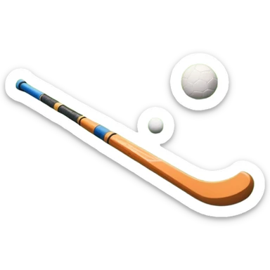 Hockey on grass. A field hockey stick and ball resting on a well-maintained green grass field, with the goalposts and markings visible in the background. The scene highlights the precision and focus of the grass facture, with the vibrant green pitch creating a dynamic atmosphere. sticker