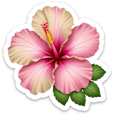 un jolie hibiscus au couleur rose et beige pastel sticker