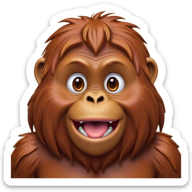 Cinematic Comical Orangutan Portrait Emoji, Head tilted dramatically with an exaggeratedly shocked expression, featuring a robust, animated face with wide, comically expressive eyes full of humorous disbelief, Simplified yet hilariously expressive features, highly detailed, glowing with a slightly sassy glow, high shine, dramatic yet playful, stylized with an air of quirky jungle attitude, soft glowing outline, capturing the essence of a meme-worthy orangutan that looks ready to side-eye its way into viral fame! sticker