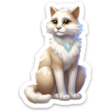 Furry, sparkle, iridescent, colorful, pastel, edgy, cool, fantasy beautiful, brown, beige, white, divine, godly, angelic, animal, anthro, full body, fursona, feline sticker