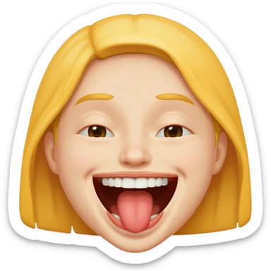 giggling with mouth covered sticker