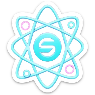 futuristic minimalistic logo icon, glowing letters "SANG" made of three merging neon lines, representing Storm, Atom and NoizeGames, neon purple (#8B5CF6) and cyan (#00E0FF), dark background, no face, tech logo style, 1:1 aspect ratio sticker