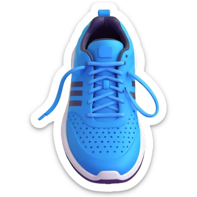 blue running shoe emoji, cartoonish 3D emoji style, white sole, top view sticker