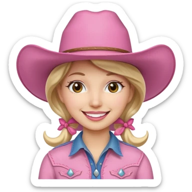 cowgirl with pink hat sticker
