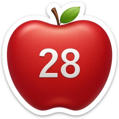 calendar with number 28, red top, apple style emoji sticker