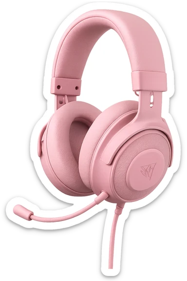 pink game headset sticker