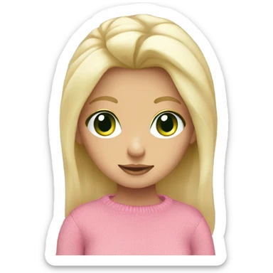 blonde girl green eyes pink jumper sticker
