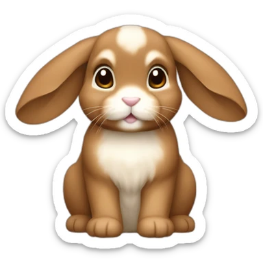 holland lop pure brown rabbit with floppy ears in apple iOS emoji style sticker