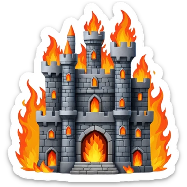 a castle from the game ''heckfire'' burning and the castle has the name NATE below it sticker