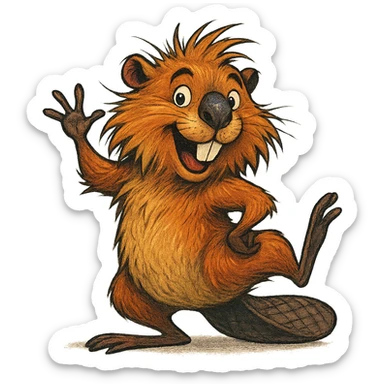 exotic beaver in a funny pose, creative style, transparent background sticker
