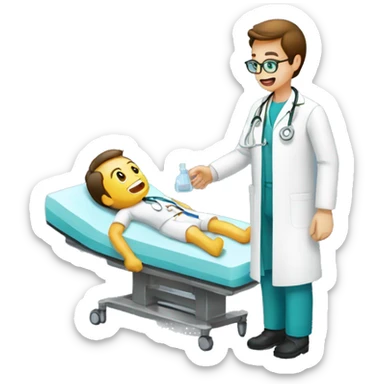 medico atendiendo a paciente sticker