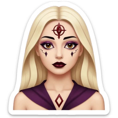 Dark oil traced over woman’s skin forming occult symbols, sensual devotion sticker