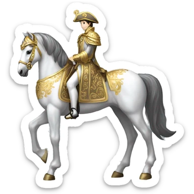 Gilded saddle vintage gray white piebald horse gilded robes sticker