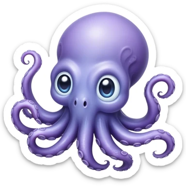 Cinematic Noble Baby Octopus Portrait Emoji, Poised and graceful, with a soft, rounded, slightly translucent body in a dreamy light blue-purple hue, large, glistening eyes full of quiet intelligence and mystery, delicate, flowing tentacles curling gently, Simplified yet sophisticated features, highly detailed, glowing with a soft, ethereal oceanic radiance, high shine, elegant and serene, stylized with an air of deep-sea wonder, focused and tranquil, soft glowing outline, capturing the essence of an otherworldly, intelligent little cephalopod, floating effortlessly in the gentle ocean currents! sticker