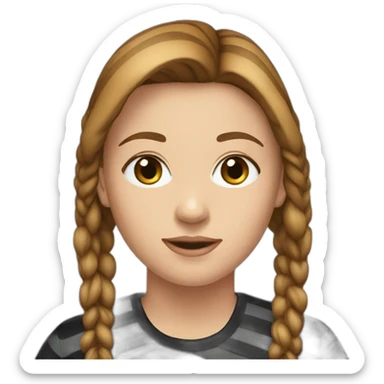 light brown hair woman black stripy long-sleeve sticker