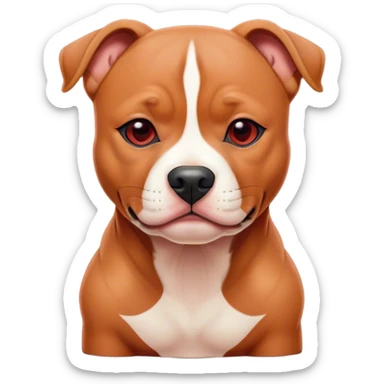Cinematic Noble Red/Fawn Staffordshire Bull Terrier Portrait Emoji, Poised and regal, with a compact, muscular build and a sleek, well-groomed red/fawn Fur accented by subtle white markings, deep-set soulful dark eyes, Simplified yet sharp and sophisticated features, highly detailed, glowing with a soft, dignified glow, high shine, intelligent and loyal, stylized with an air of strength, focused and attentive, soft glowing outline, capturing the essence of a watchful and confident guardian, so majestic it feels as though it could stride out of the screen with effortless authority! sticker