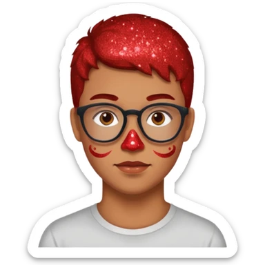 glitter red nerd sticker