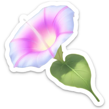 Morning Glory "A pastel pink morning glory with softly glowing trumpet-shaped petals, surrounded by a faint sparkle and a dreamy light effect." sticker