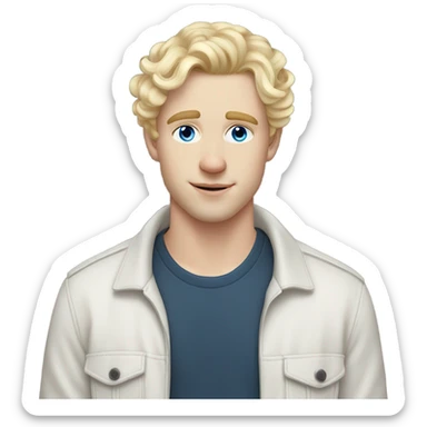 light curl blonde 25yo man blue eyed pale skin without moustache sticker