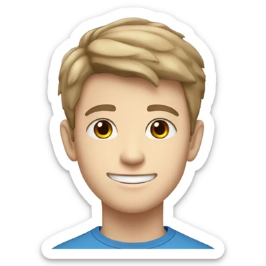 confident happy pale teen boy with very short light brown hair blue eyes portrait angular jaw sticker