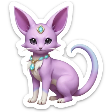 Colorful pastel silky smooth soft pastelcore aesthetic lifelike hyperrealistic abyssal Espeon-Minccino-purloin-gatomon-feline-Fakemon-Digimon-creature wearing a cool casual fashionable aesthetic clothes and accessories and jewelries and apparels fursona (full body)  sticker
