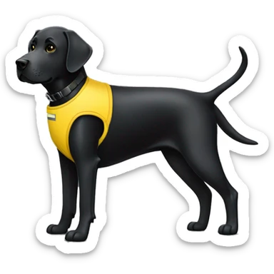 black Labrador with yellow service vest sticker