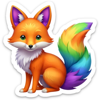 rainbow fox with three tails sticker