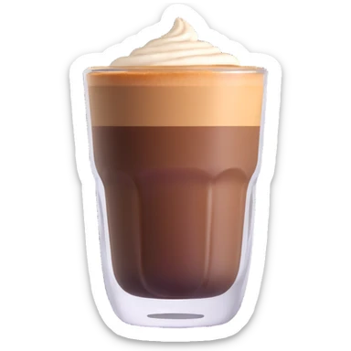 Small Gibraltar glass with cortado espresso, light brown color on top (NOT WHITE), deepening to darker brown at bottom, smooth surface, no froth or swirl sticker