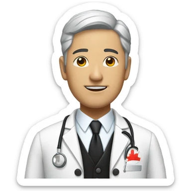 asian man with chinese wear black tuxedo work as hospital director sticker