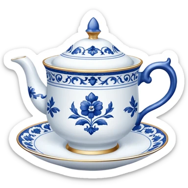 Blue and white fancy teacup sticker