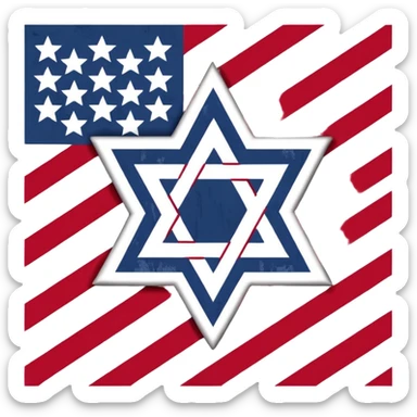 United States flag with a swastika symbol and star of david symbol on the flag sticker
