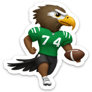 Eagle playing football in Kelly green uniform sticker