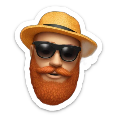 bright-red-beard-wearing-a-floral-shirt-and-wearing-black-sunglasses-and-a-bucket-hat sticker
