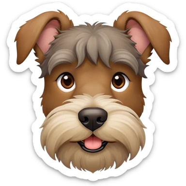 Scruffy brown dog with schnauzer nose and floppy ears sticker