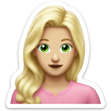 Bubble gum blonde straight heir and green eyes winking  sticker