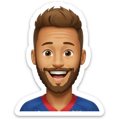 Neymar avec beaucoup beaucoup de barbe qui rigole  sticker