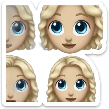 white girl with blonde wavy hair and blue eyes sticker