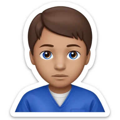 Dre from Lockdown with light skin, blue eyes, brown hair, cobalt blue inmate outfit  sticker