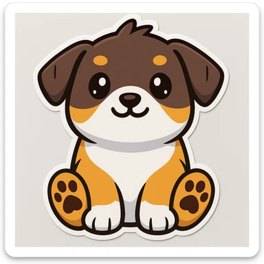 Make the paw print dark brown in cartoonish stickers sticker
