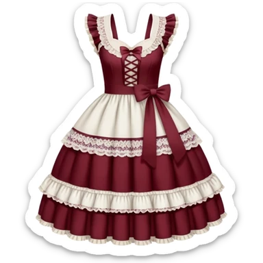Lolita dress, white and burgyndy sticker