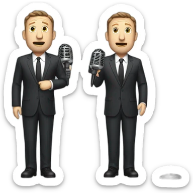 tim robinson in suit singing into microphone stand (full body, ios17, sad) sticker