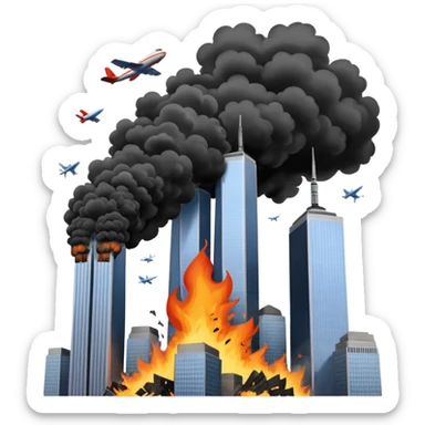Plane flying into twin towers sticker