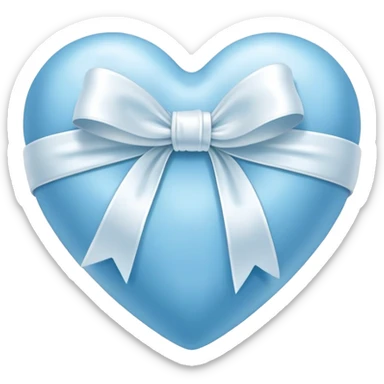 Light blue heart with wrapped white bow sticker