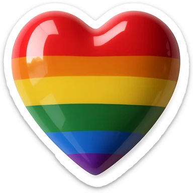 A photorealistic realistic glossy heart with rainbow pride stripes, isolated with no background, background removed. sticker