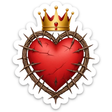 Create heart shape and in the vertical midway create that crown thonrs like in the Jesus head  sticker