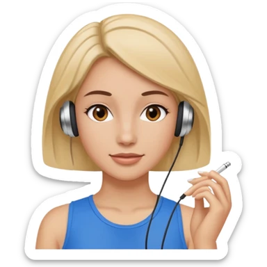woman with ear buds sticker