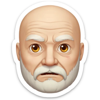 a portrait of aggressive elderly man, bald head, beard sticker