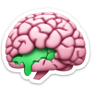 pink brain with green chip  sticker