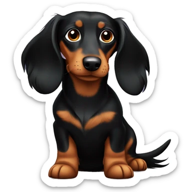 Long haired black and tan dachshund sticker